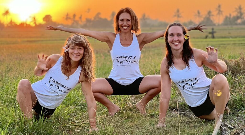 Connect and Flow Team, Hannanda Fusion, Melanie Gotic, Denise Kari, Sunrise, Bali, Animal Flow, Mobility, Breathwork, Martial Arts, im Sampurna Seminaraus